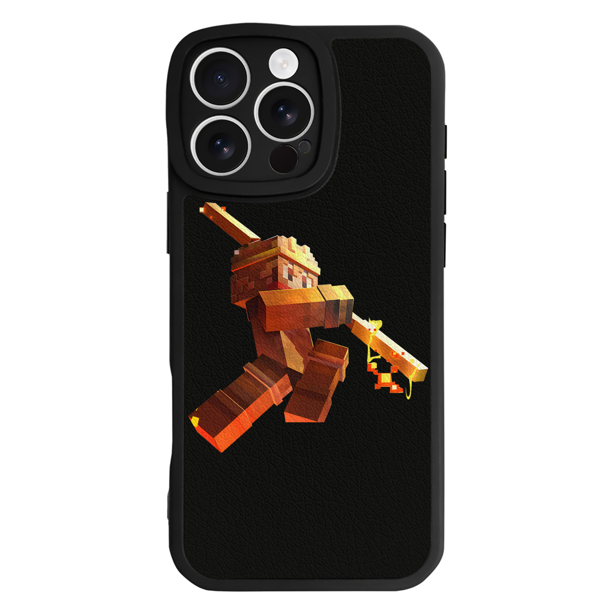 （画像用） マインクラフト ブロックの世界 Minecraft MC Block world 【iPhone 16シリーズ対応】シリコンスマホケース（レザー調） 材質：シリコン